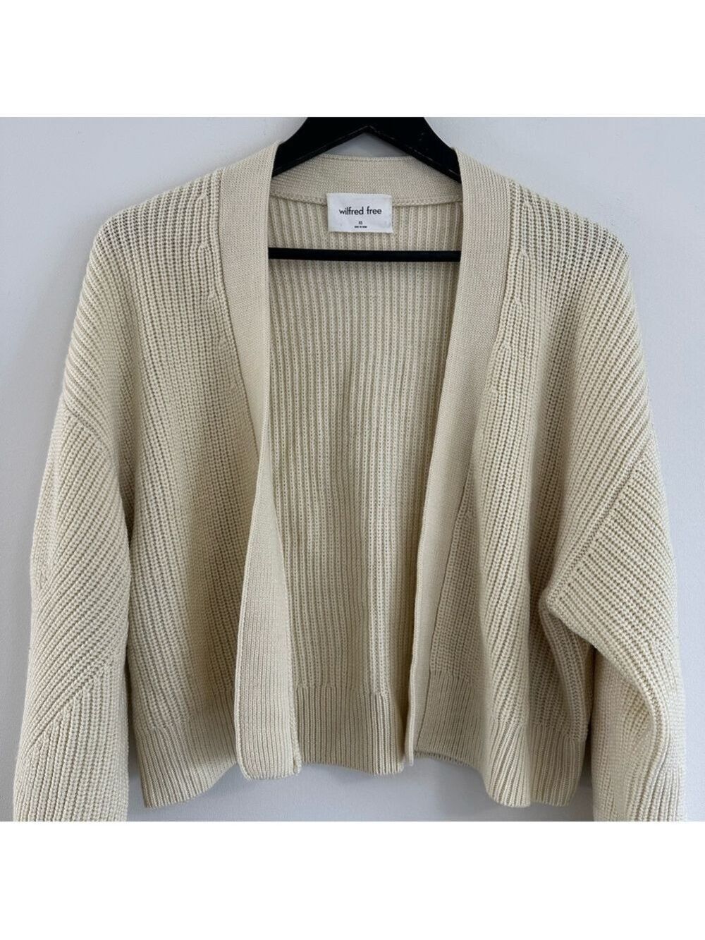 Wilfred Free Unwind Merino Wool Waist Open Cardigan XS Aritzia Butter Yellow - Picture 8 of 12